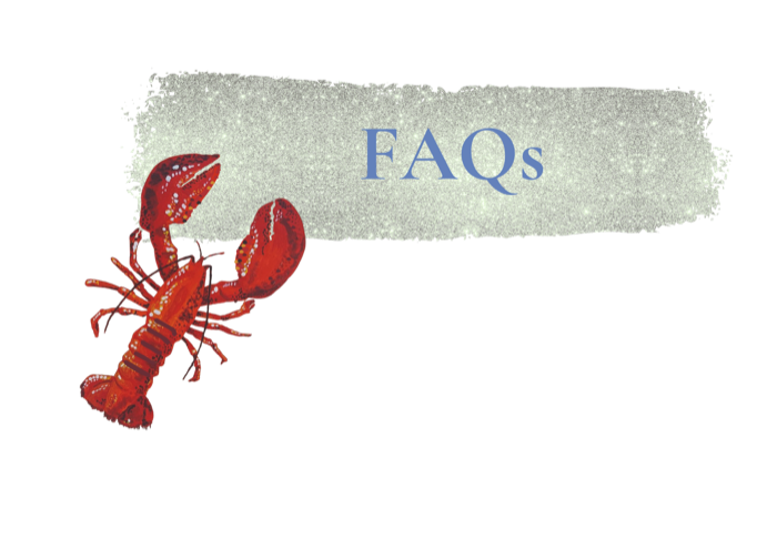 Lobster with FAQs sign